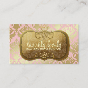 311 Lavish Golden Damask Shimmer Powder Pink Business Card