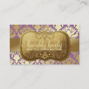311 Lavish Golden Damask Shimmer Purple Business Card
