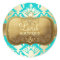 311 Lavish Golden Damask Shimmer Turquoise