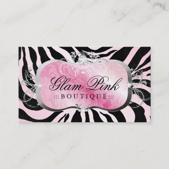311 Lavish Pink Platter Pink Background | Zebra Business Card (Front)