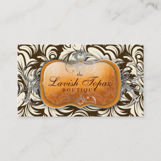 311 Lavish Tangerine | Brown & Cream Business Card (Front)