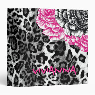 311-Le Plush Fleur - Hott Pink Funky Leopard Binder