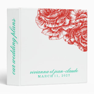 311-Le Plush Fleur - Red & Turquoise Binder