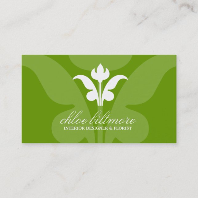 311 Lime Floral Flare Business Card (Front)