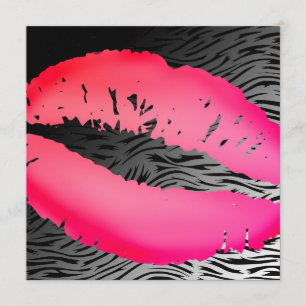 311-Lipstick Kisses   Hip Zebra Invitation