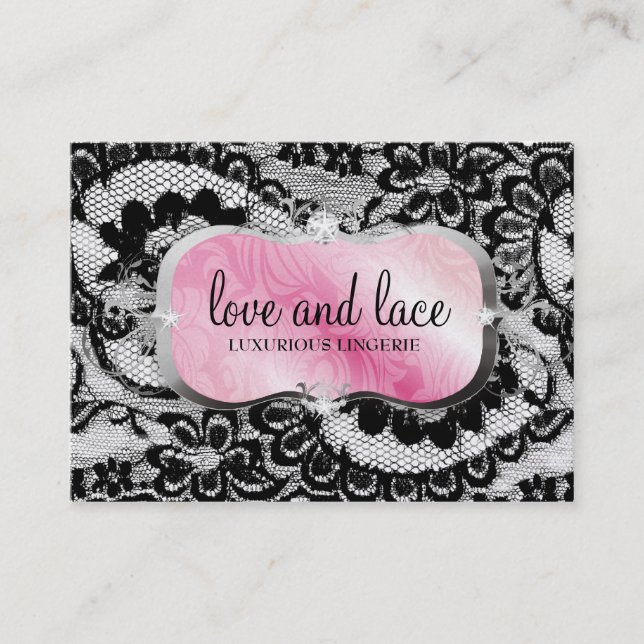 311 Love Lace - Pink Platter Metallic Paper Business Card (Front)