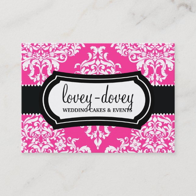 311 Lovey Dovey Damask Appointment Card Hot Pink (Front)