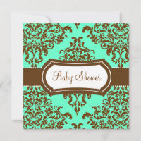 311 Lovey Dovey Damask Baby Shower Mint Chocolate