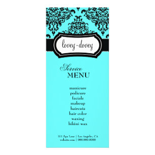 311 Lovey Dovey Damask Rack Card Turquoise Blue