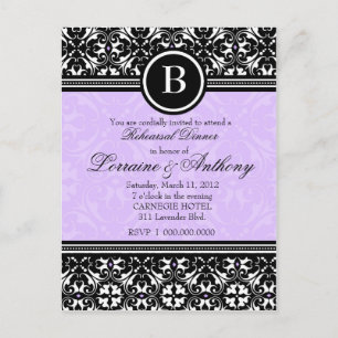 311 LUSCIOUS LAVENDER DAMASK INVITATION POSTCARD