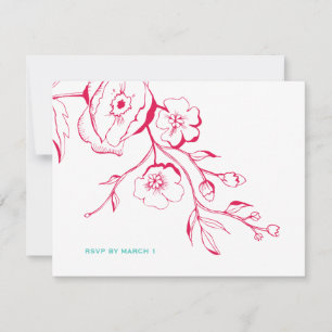 311-Lush Rouge Floral RSVP Card