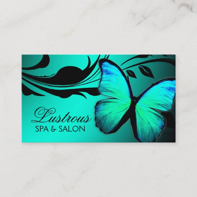 311 Lustrous Butterfly Turquoise Blue Business Card (Front)