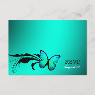311 Lustrous Butterfly Turquoise Blue RSVP Card