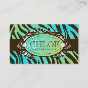 311 Luxuriously Oceanic Zebra Monogram Business Card