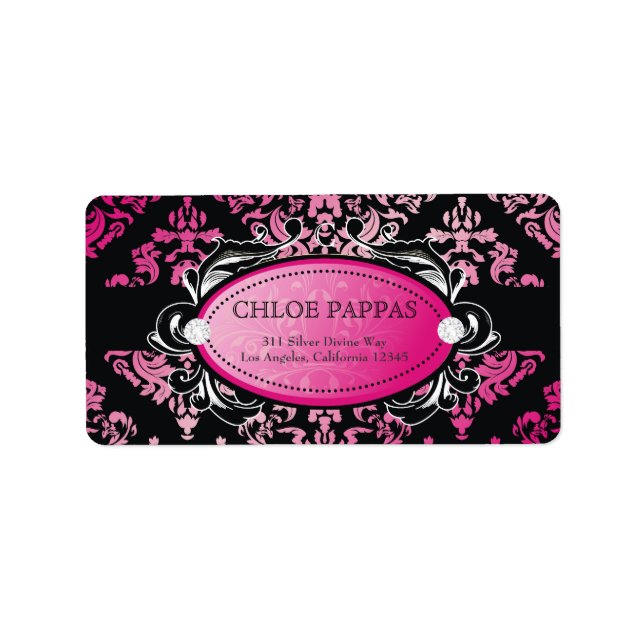 311-Luxuriously Pink Damask Label (Front)