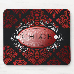 311-Luxuriously Red Liquorice Damask Mouse Pad