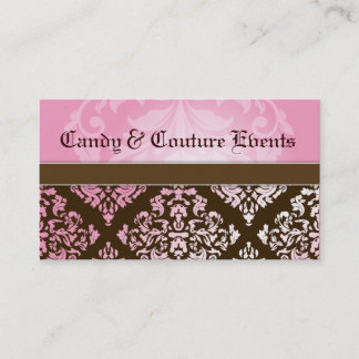 311 Luxuriously Vincelette Damask 2 Pink Brown Business Card