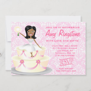 311 Miss Wright 2 African American Damask Invitation