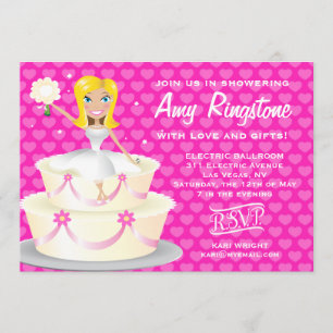 311 Miss Wright 2 Blonde Pink Hearts Invitation