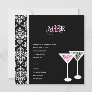 311-Monogram Damask Glass Pink Invitation