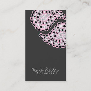311-Myah Paisley Pink Black   Grey Business Card