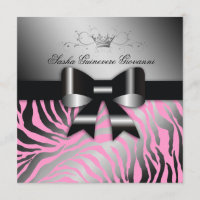 311-Night Zebra Shimmer Black Bow Pink | Sweet 16