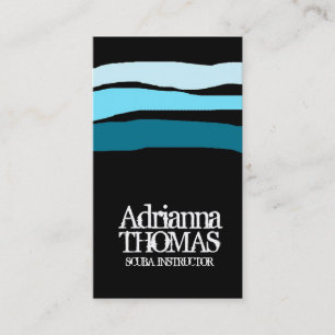 311 OCEAN BLUE STRIPES ON BLACK BUSINESS CARD