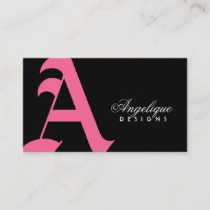 311-Old English Monogram Pink n Black Business Card