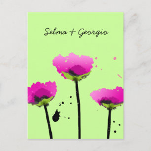 311-PASSIONATE POPPY SCRIPT LIME INVITATION POSTCARD
