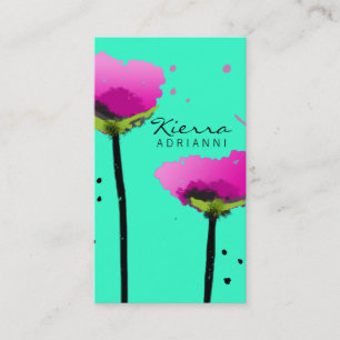 311-PASSIONATE POPPY   TURQUOISE BUSINESS CARD