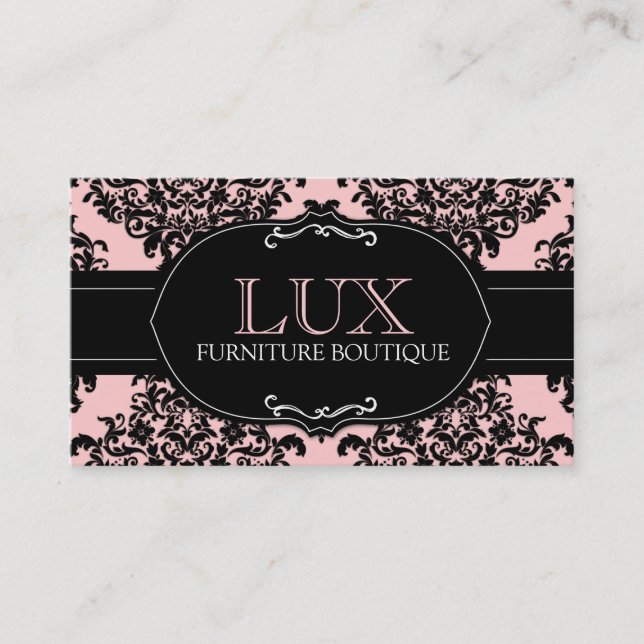 311 Peach Lux Pink Damask Business Card (Front)