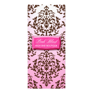 311 Pink Blast Chocolate Brown Damask Rack Card