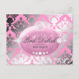 311 Pink Delish Damask Shimmer Pink Postcard