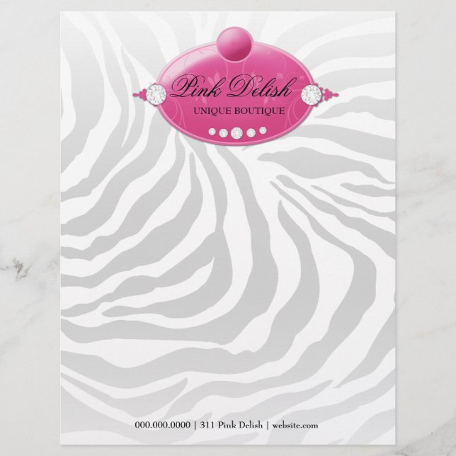 311 Pink Delish Deep Pink Zebra Letterhead (Front)