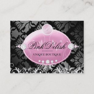 311-Pink Delish Monogram   Noir 3.5 x 2.5 Business Card