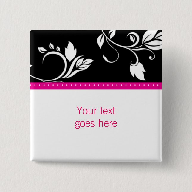 311 PInk Flower trendy Swirls custom brooch / pin (Front)