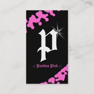 311-PINK GLIMMER MONOGRAM BUSINESS CARD