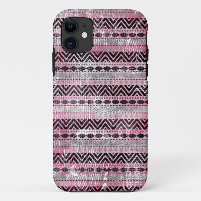 311 Pink Grey Black Aztec Texture Case-Mate iPhone Case (Back)