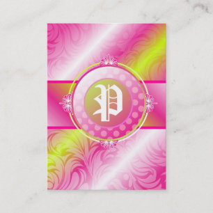 311-Pink Lime Sugar Monogram Business Card