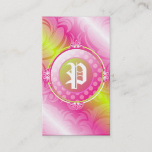311-Pink Lime Sugar Monogram Business Card