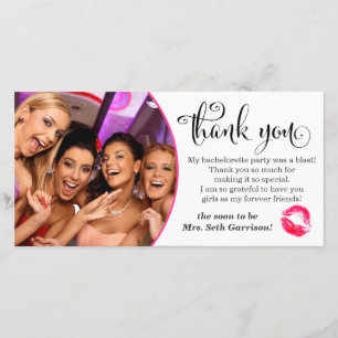 311 Pink Lips Bachelorette Party Thank You Card
