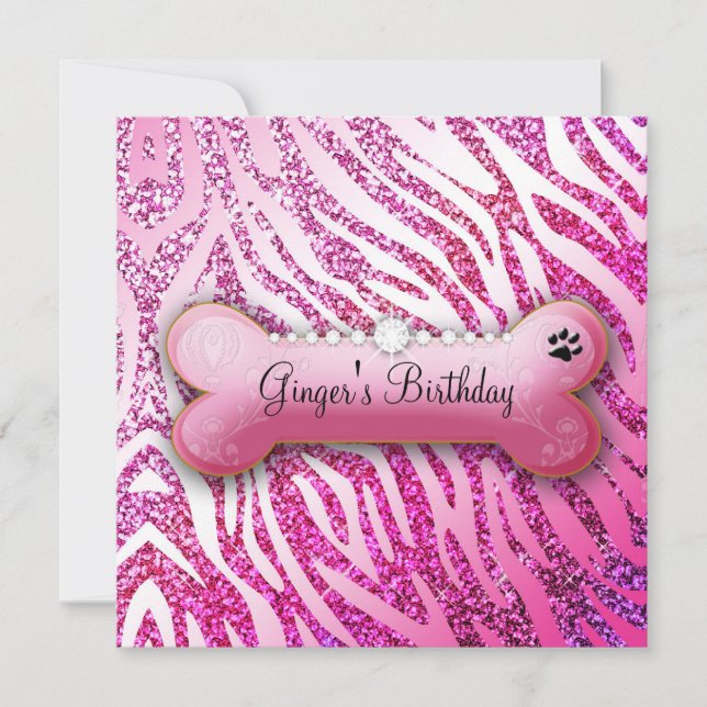 311 Posh Pooch Birthday Invitation Parties scintil (Devant)