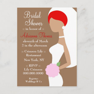 311-REDHEAD BRIDE SHOWER INVITATION POSTCARD
