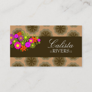 311-RETRO FLOWERS TAN BACK BUSINESS CARD