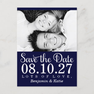 311 Save the Date Photo Postcard Navy Blue