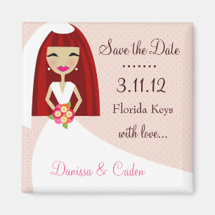 311-SAVE THE DATE RED HEAD BRIDE MAGNET