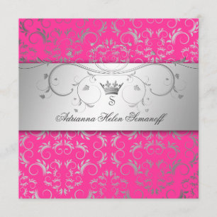 311-Silver Divine Hott Pink Invitation