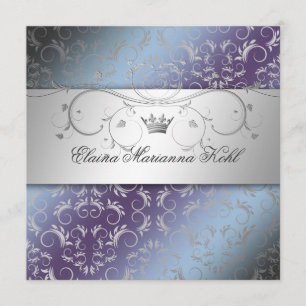311-Silver Divine Hydrangea Sweet 16 Invitation