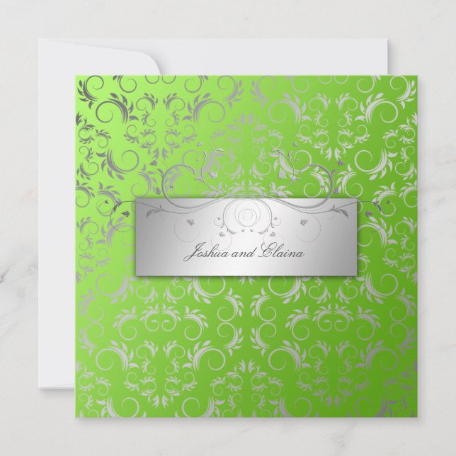 311-Silver Divine Lime Flourish Invitation (Front)
