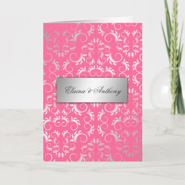 311-Silver Divine rose pink Invitation (Front)